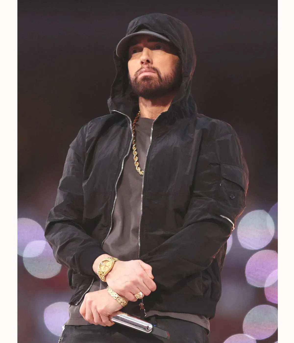 PINESMAX Super Bowl Halftime Eminem Black Hoodie Custom Size / Black / Cotton Fabric