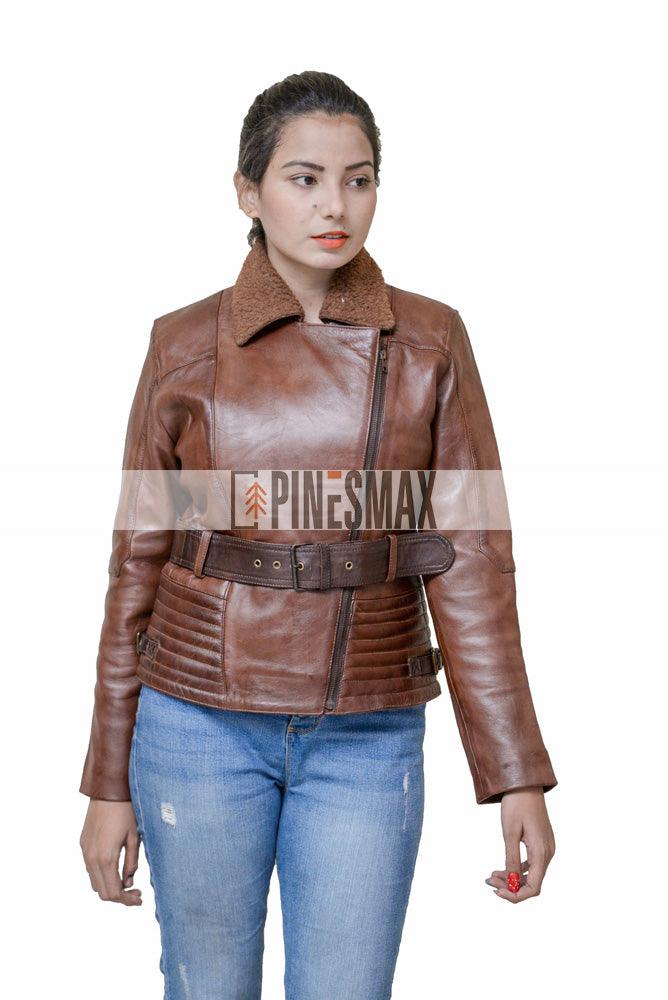 Nina Dobrev Brown Leather Jacket For Women