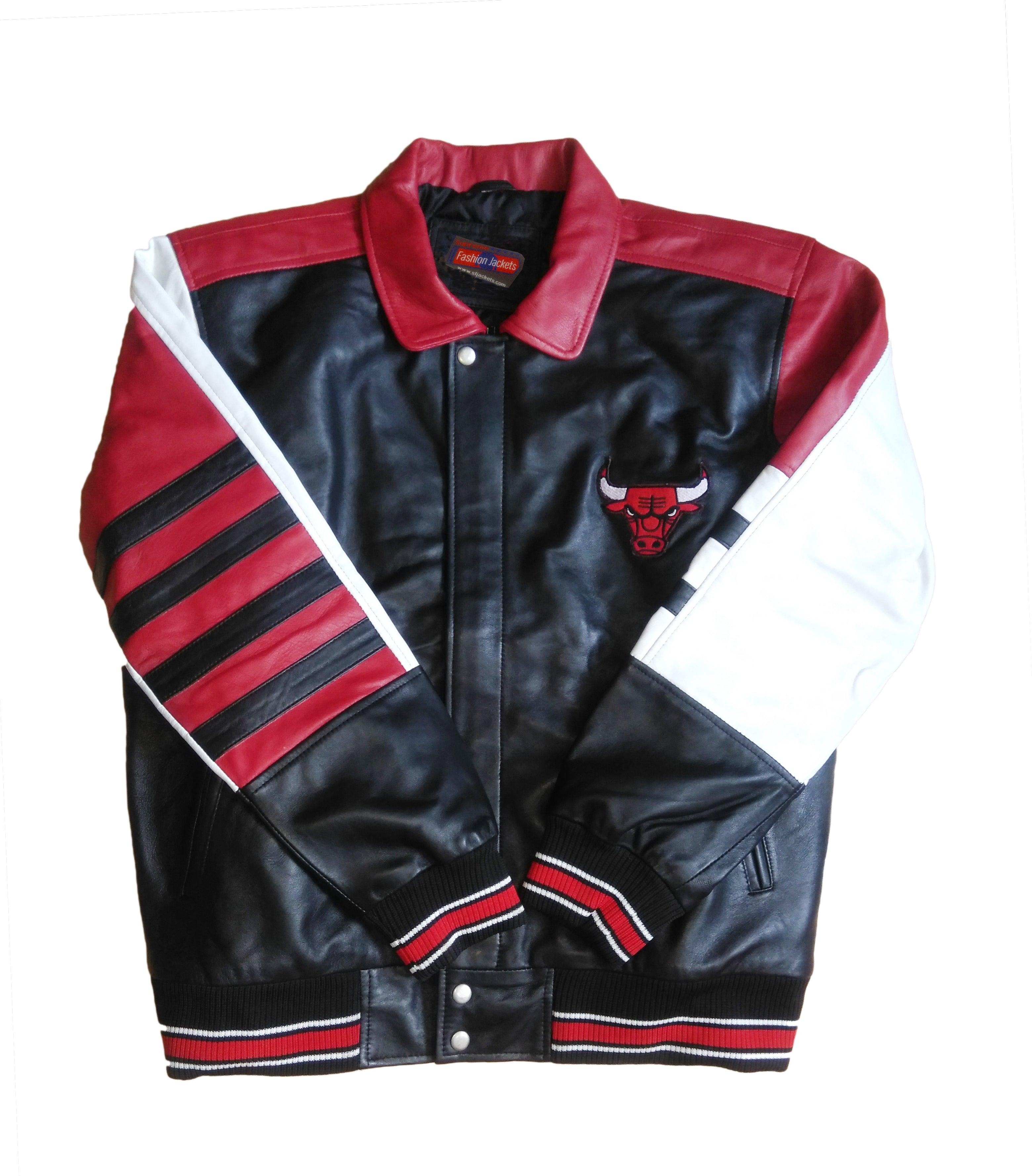 Chicago Bull Vintage Bomber Jacket, Male / Real Leather / 4XL