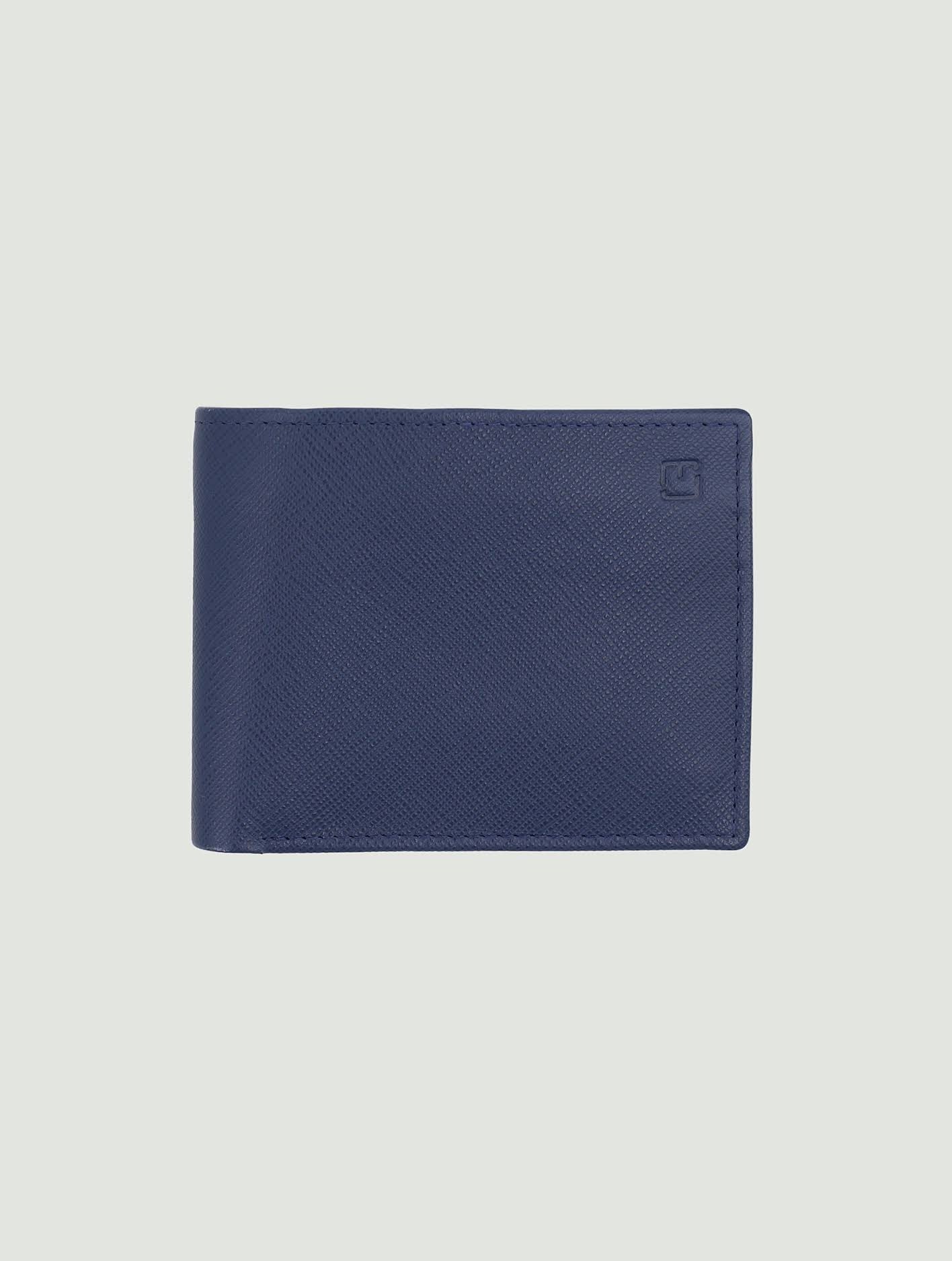 Blue Leather Tri-fold Card holder Wallet