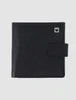 Textured Black Leather Tri-fold Coin Pouch Wallet