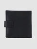 Textured Black Leather Tri-fold Coin Pouch Wallet