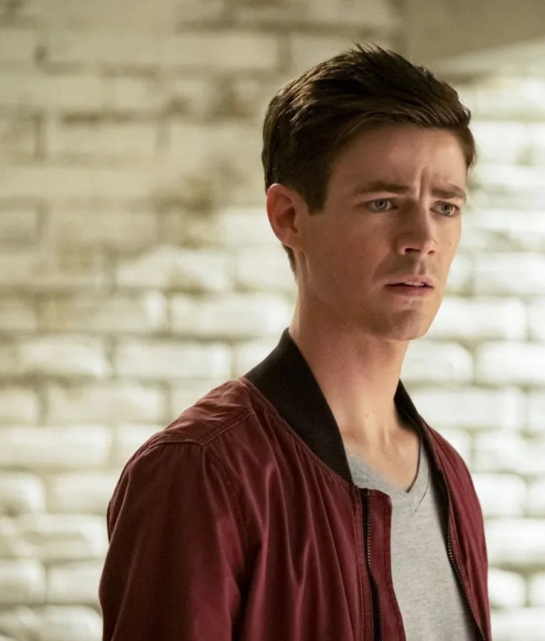 Barry Allen The Flash Maroon Bomber Jacket