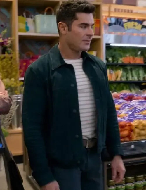 A Family Affair 2024 Zac Efron Black Suede Leather Jacket