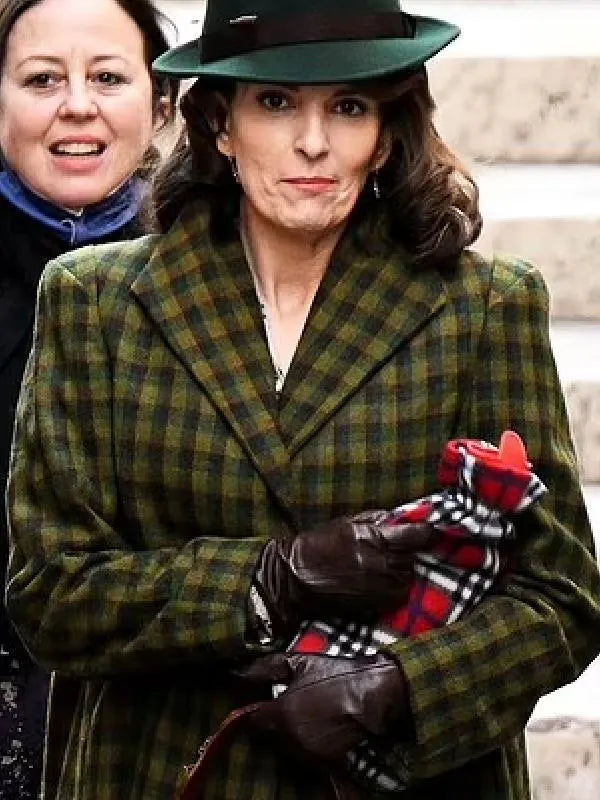 A Haunting In Venice Tina Fey Green Plaid Coat