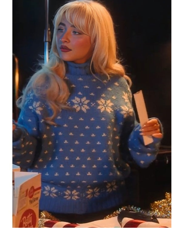 A Nonsense Christmas with Sabrina Carpenter 2024 Sabrina Carpenter Blue Sweater