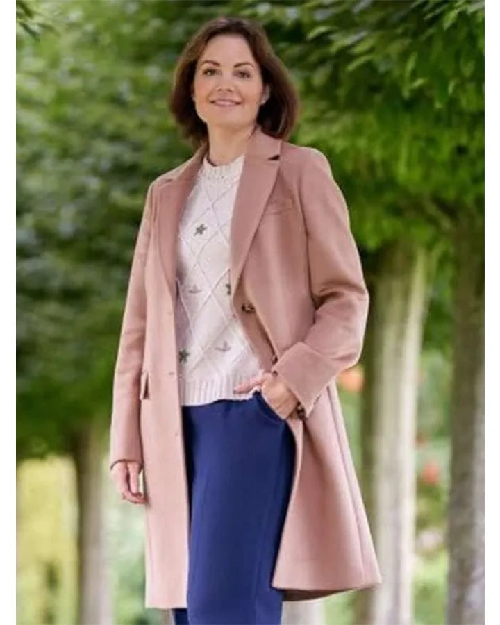 A Scottish Love Scheme 2024 Erica Durance Pink Trench Coat