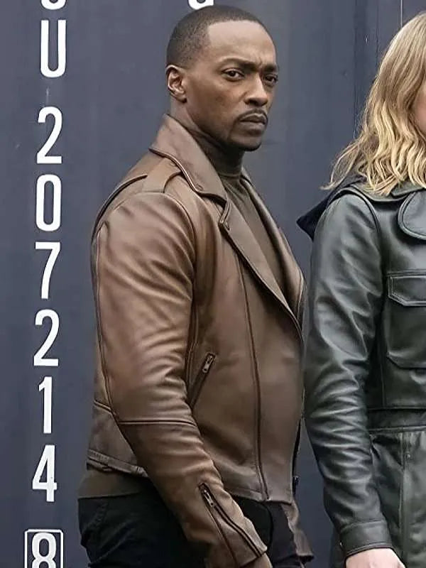 The Falcon and the Winter Soldier Anthony Mackie Brown Leather Jacket