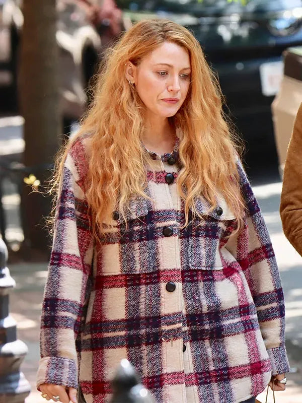 It Ends With Us 2024 Blake Lively Wool Plaid Jacket