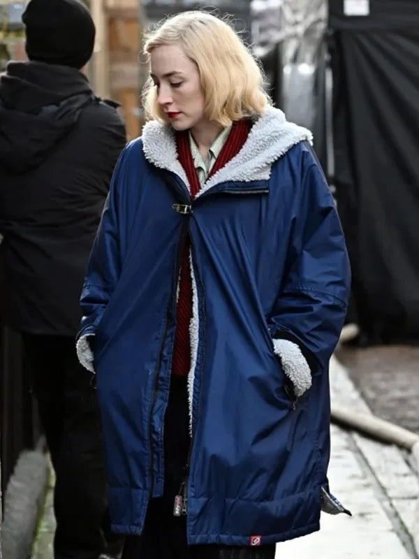 Blitz 2024 Saoirse Ronan Blue Hooded Jacket