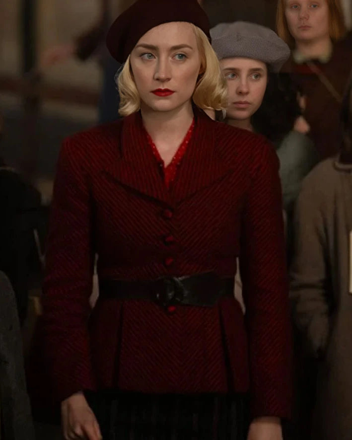 Blitz 2024 Saoirse Ronan Red Tweed Blazer