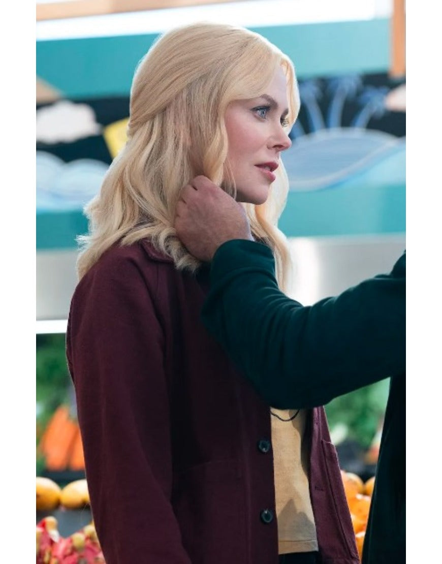 A Family Affair 2024 Nicole Kidman Burgundy Cotton Jacket