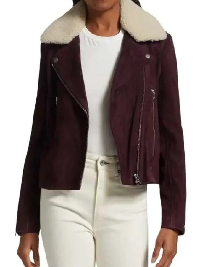 Carla Gugino The Girls On The Bus 2024 Suede Jacket