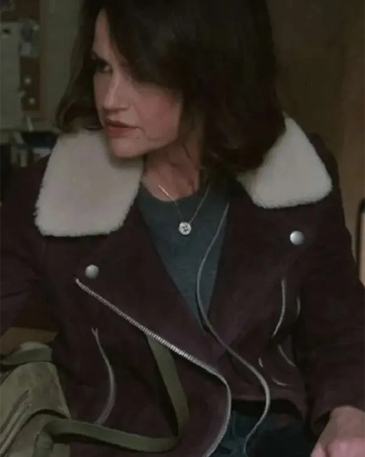 Carla Gugino The Girls On The Bus 2024 Suede Jacket