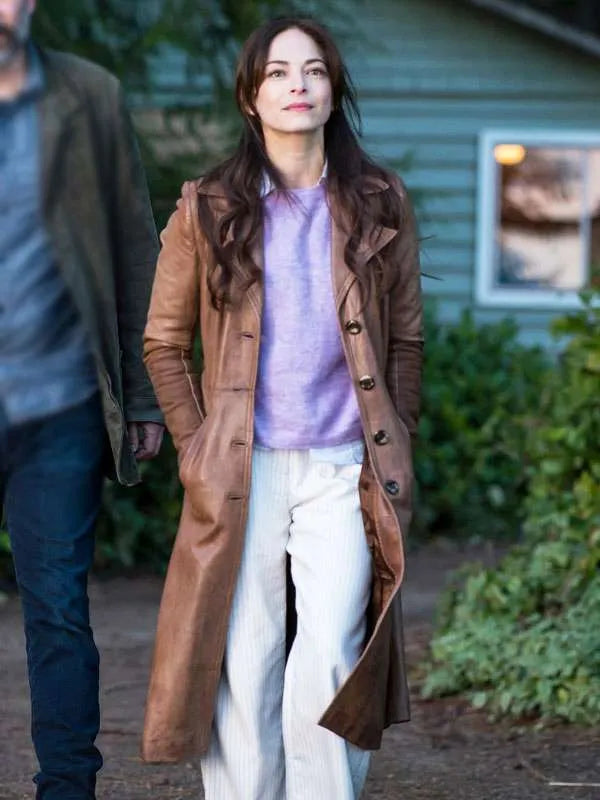 Murder In A Small Town 2024 Kristin Kreuk Leather Coat