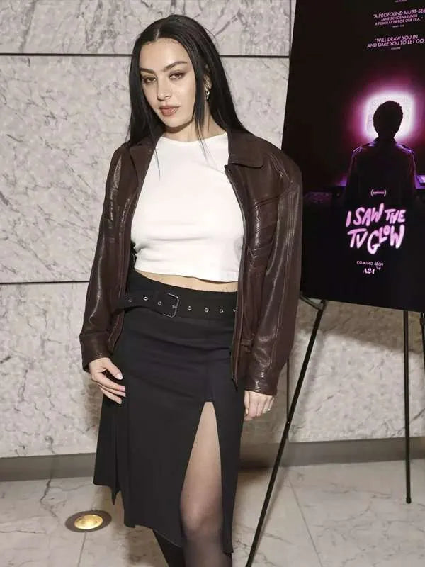 Charli XCX I Saw the TV Glow 2024 Premiere Leather Jacket