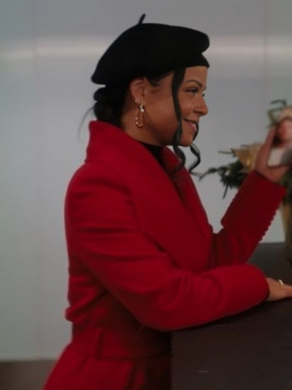 Meet Me Next Christmas Christina Milian Red Wool Coat