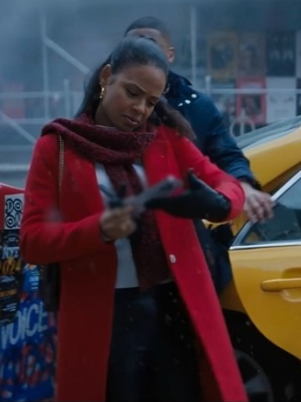 Meet Me Next Christmas Christina Milian Red Coat