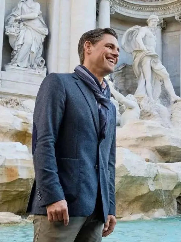 Sam Page Christmas in Rome Grey Blazer