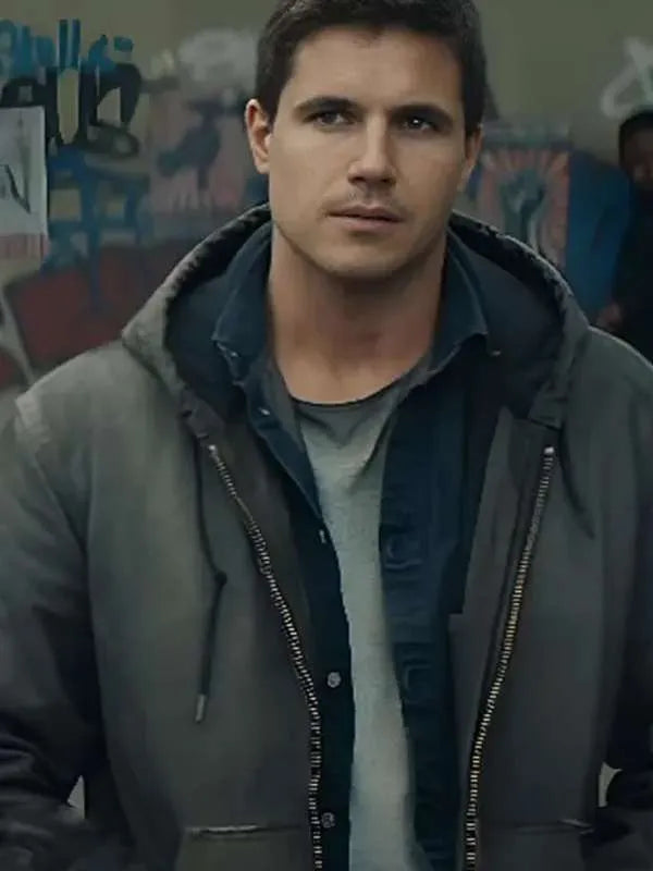 Robbie Amell Code 8 Grey Hooded Jacket