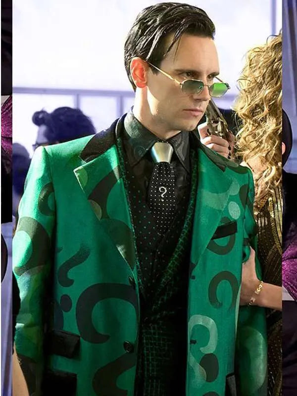 Gotham Season 5 The Riddler Cosplay Green Suit Coat