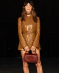 Daisy Edgar Gucci Cruise 2025 Camel Leather Coat