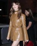 Daisy Edgar Gucci Cruise 2025 Camel Leather Coat