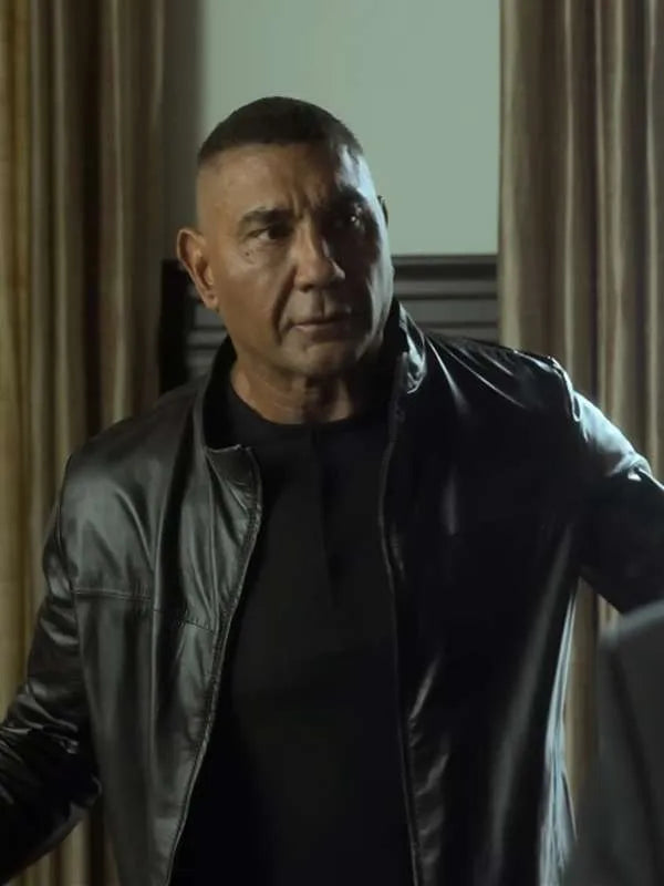 The Killer’s Game 2024 Dave Bautista Black Leather Jacket