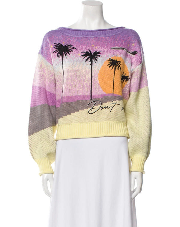 Queenie 2024 Cristale De’Abreu Purple Sunset Graphic Sweater