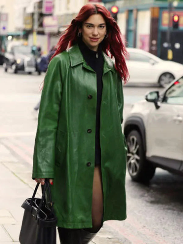 Dua Lipa Green Trench Coat