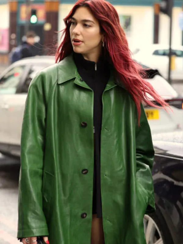 Dua Lipa Green Trench Coat