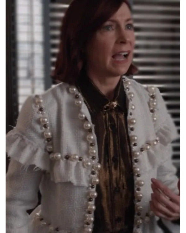 Elsbeth 2024 Carrie Preston White Pearl Embellished Jacket