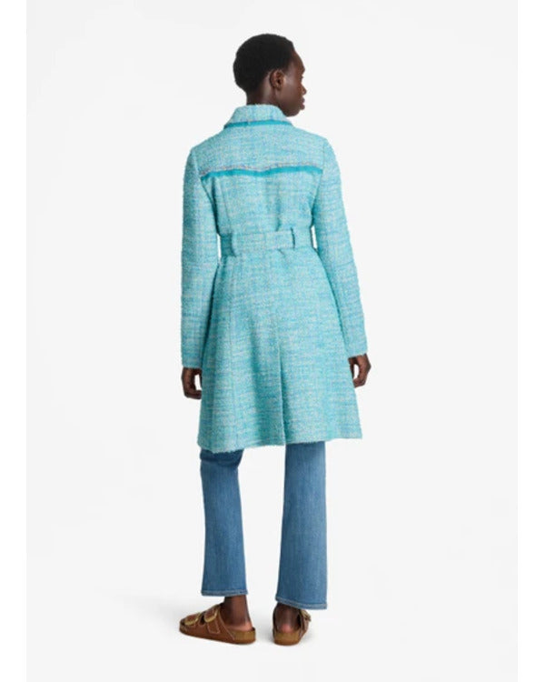 Elsbeth 2024 Carrie Preston Blue Textured Tweed Coat