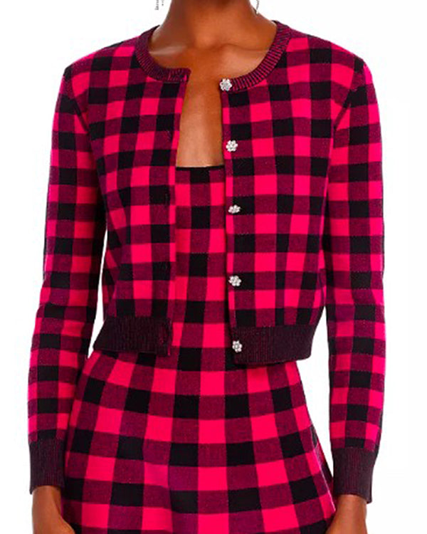 Elsbeth 2024 Carrie Preston Pink Checked Cardigan