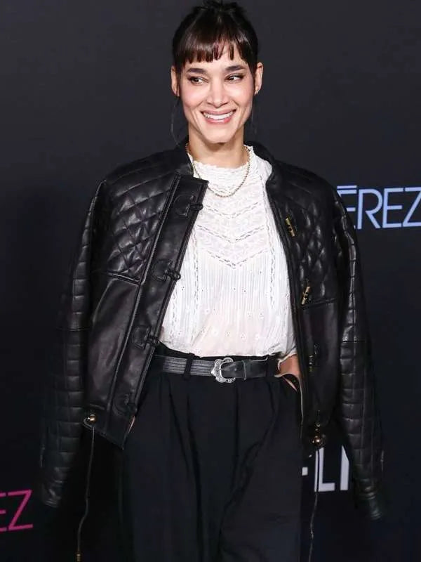 Sofia Boutella Emilia Pérez 2024 Black Leather Jacket