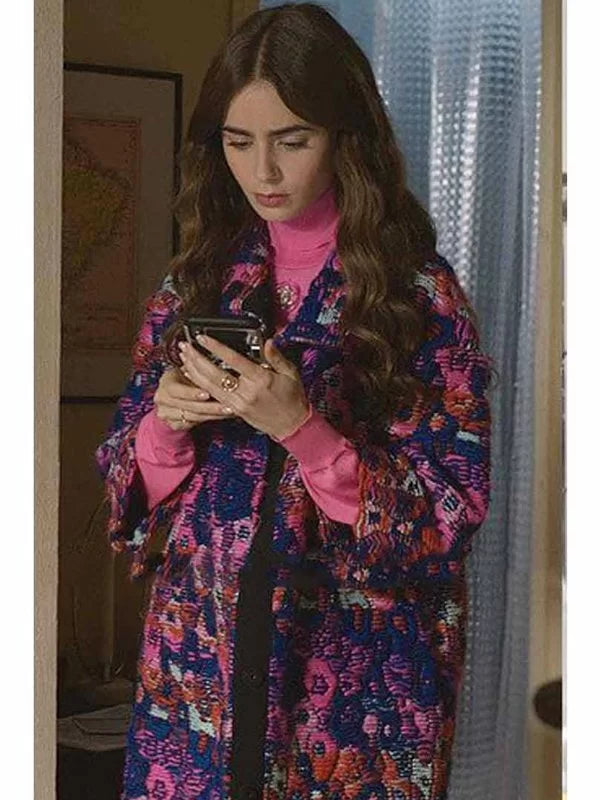 Lily Collins Emily In Paris Floral Coat