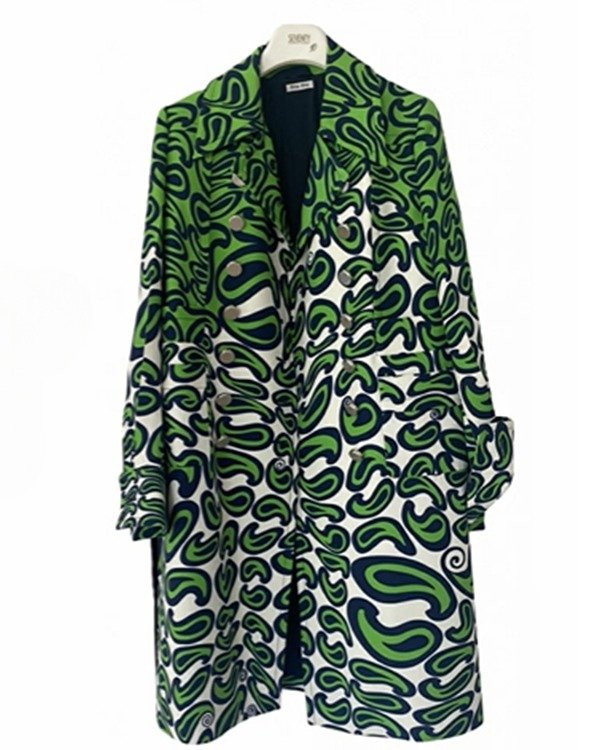 Emily in Paris Season 3 Lily Collins Green Printed Coat