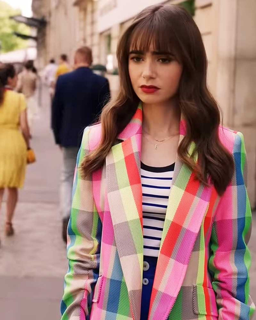 Emily In Paris Lily Collins Oversized Checked Blazer