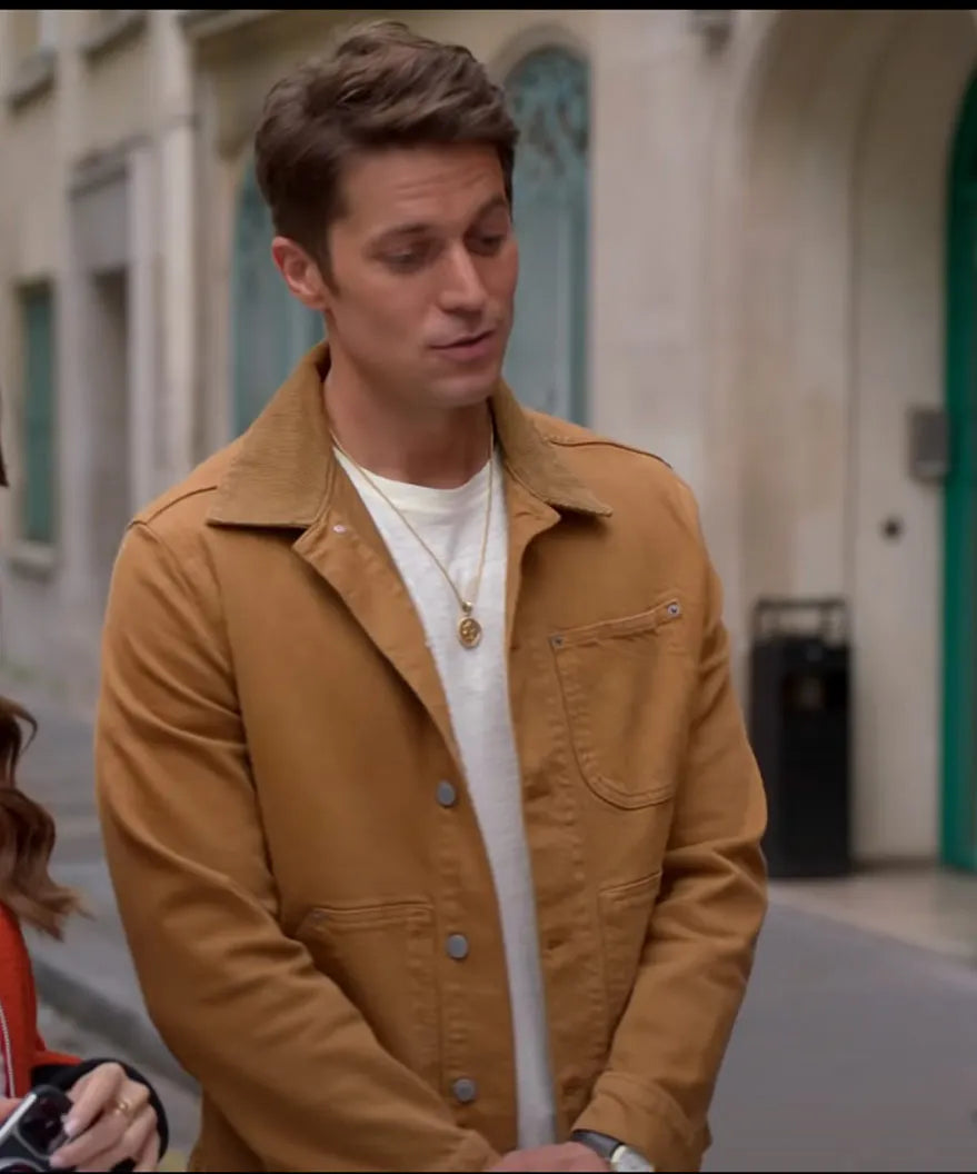 Emily in Paris Gabriel Cotton Brown Jacket