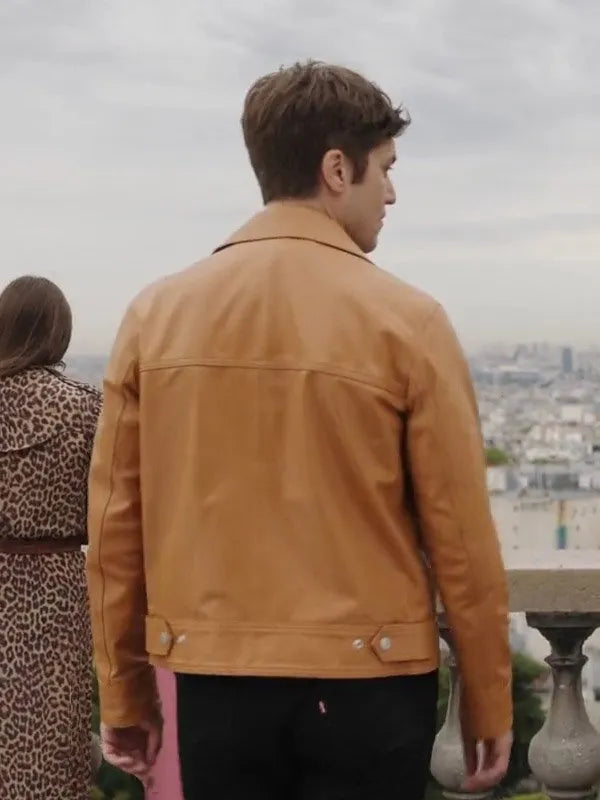 Emily in Paris Season 3 Gabriel Brown Leather Jacket