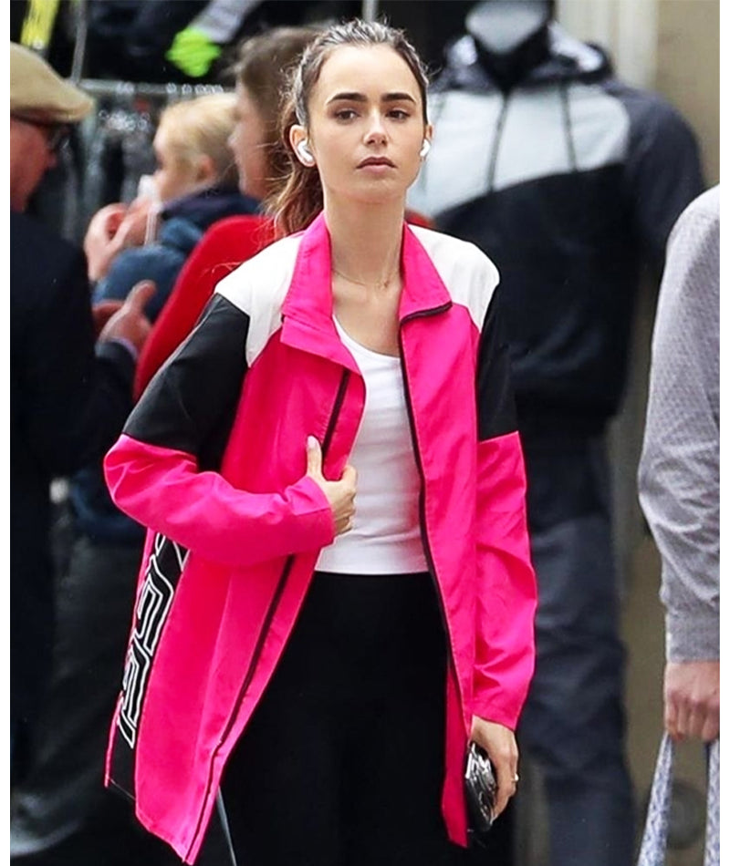 Emily In Paris Season 2 Lily Collins Pink Fleece Jacket