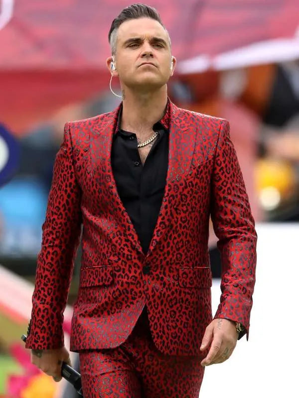 Robbie Williams Red Prom Suit