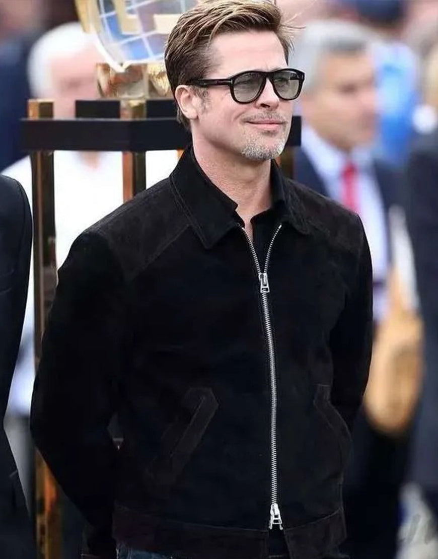 F1 2025 Brad Pitt Black Suede Jacket