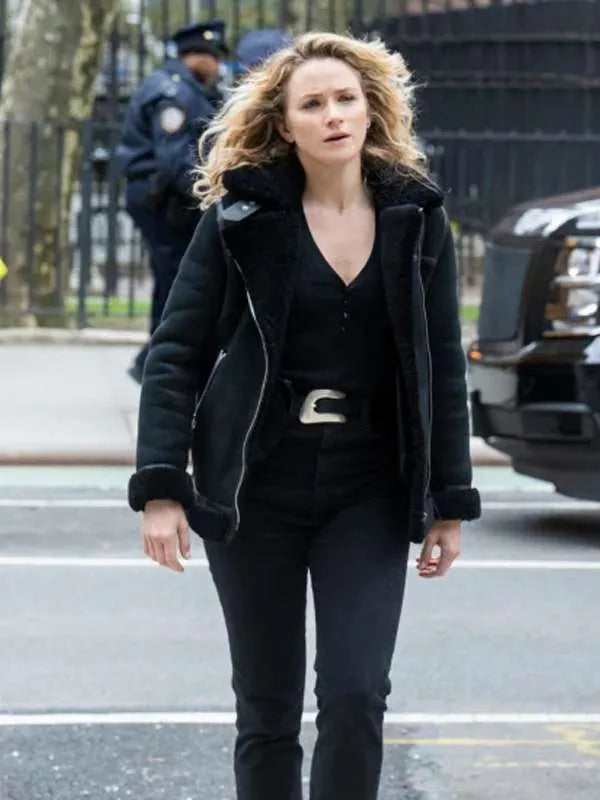 Nina Chase FBI S04 Black Shearling Leather Jacket