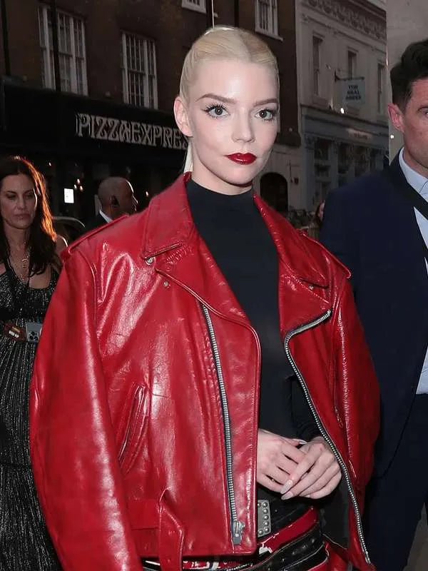 Furiosa A Mad Max Saga Premiere Anya Taylor-Joy Red Leather Jacket