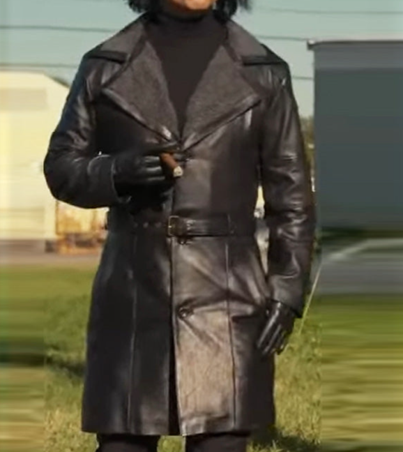 Gary Johnson Hit Man 2024 Black Leather Coat