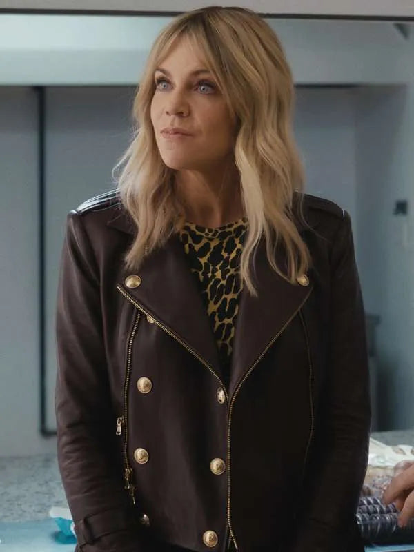 Kaitlin Olson Hacks Brown Leather Jacket