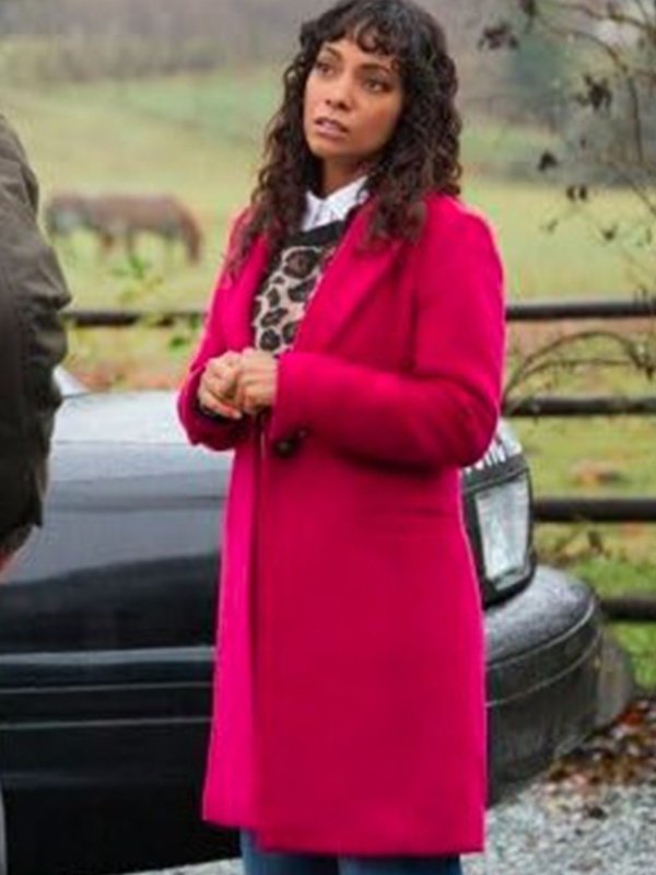 CrimeTime Freefall 2024 Lyndie Greenwood Pink Coat