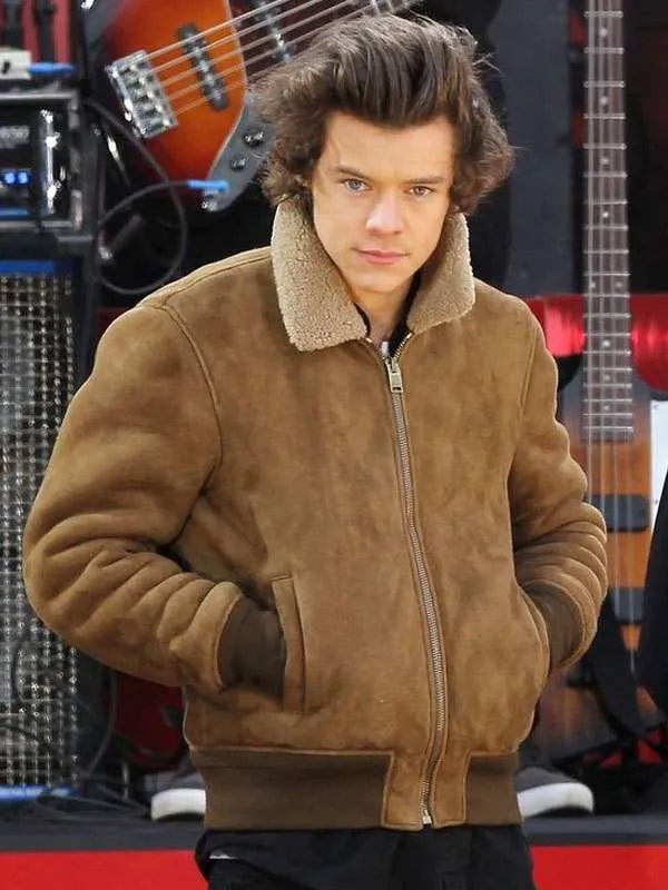 Harry Styles Suede Leather Bomber Jacket