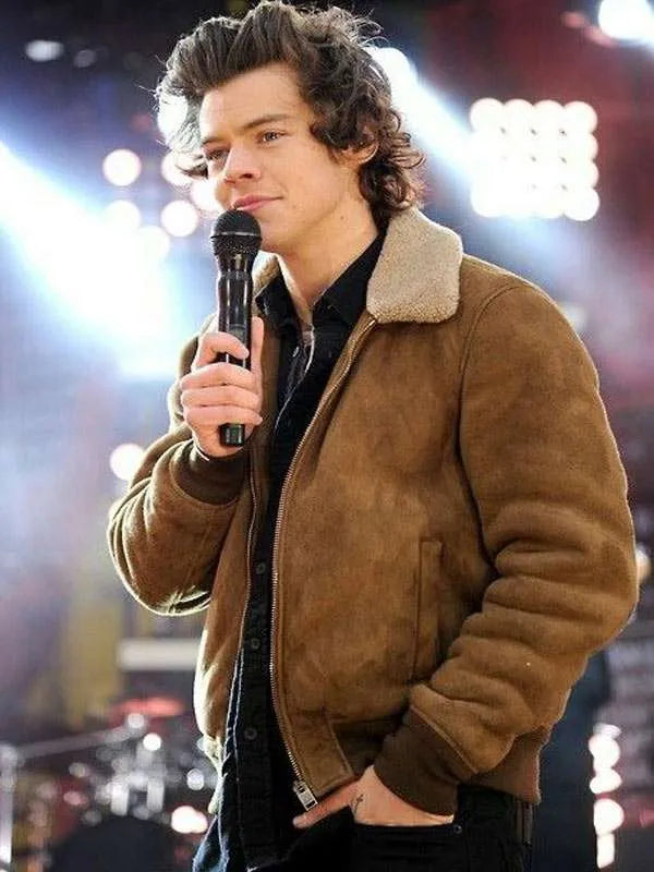 Harry Styles Suede Leather Bomber Jacket